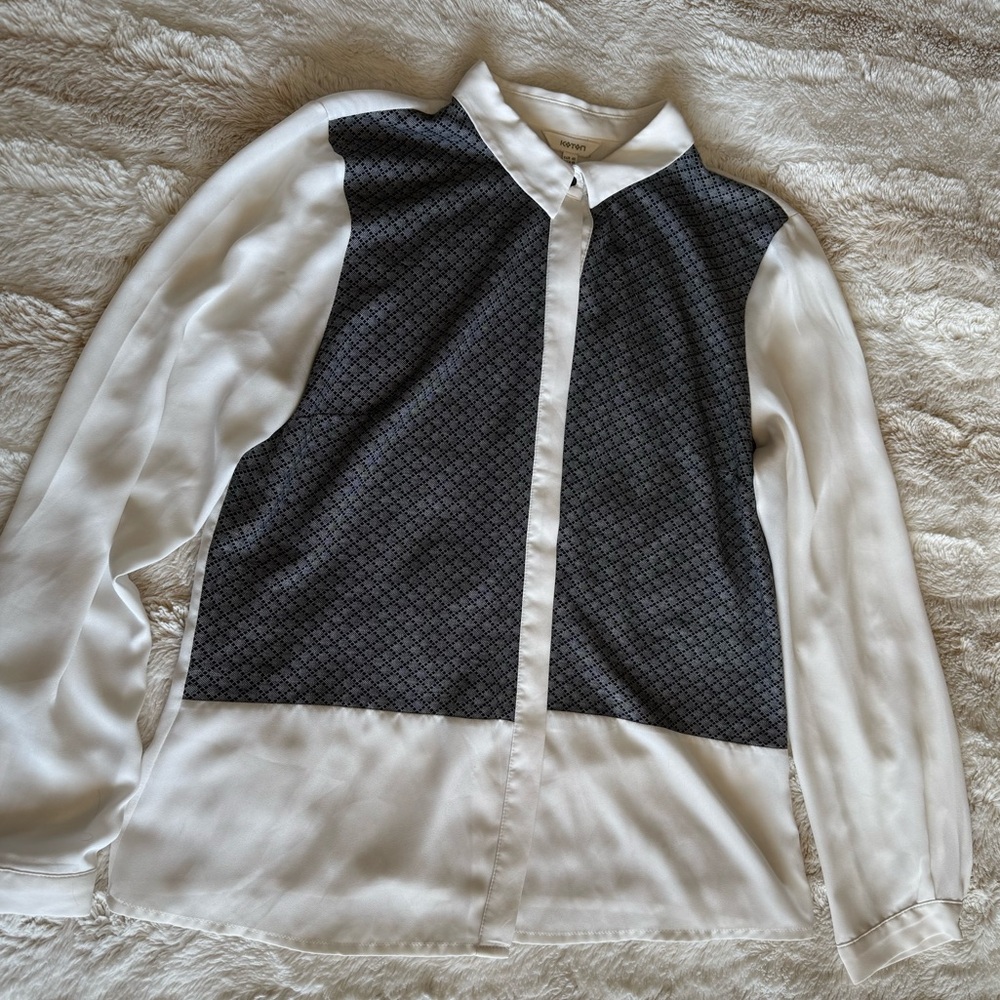 Grey front, sheer back blouse
